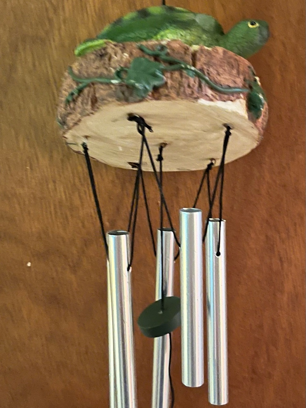 Green Turtle Wood Top Wind Chime - Decorative Home Accent